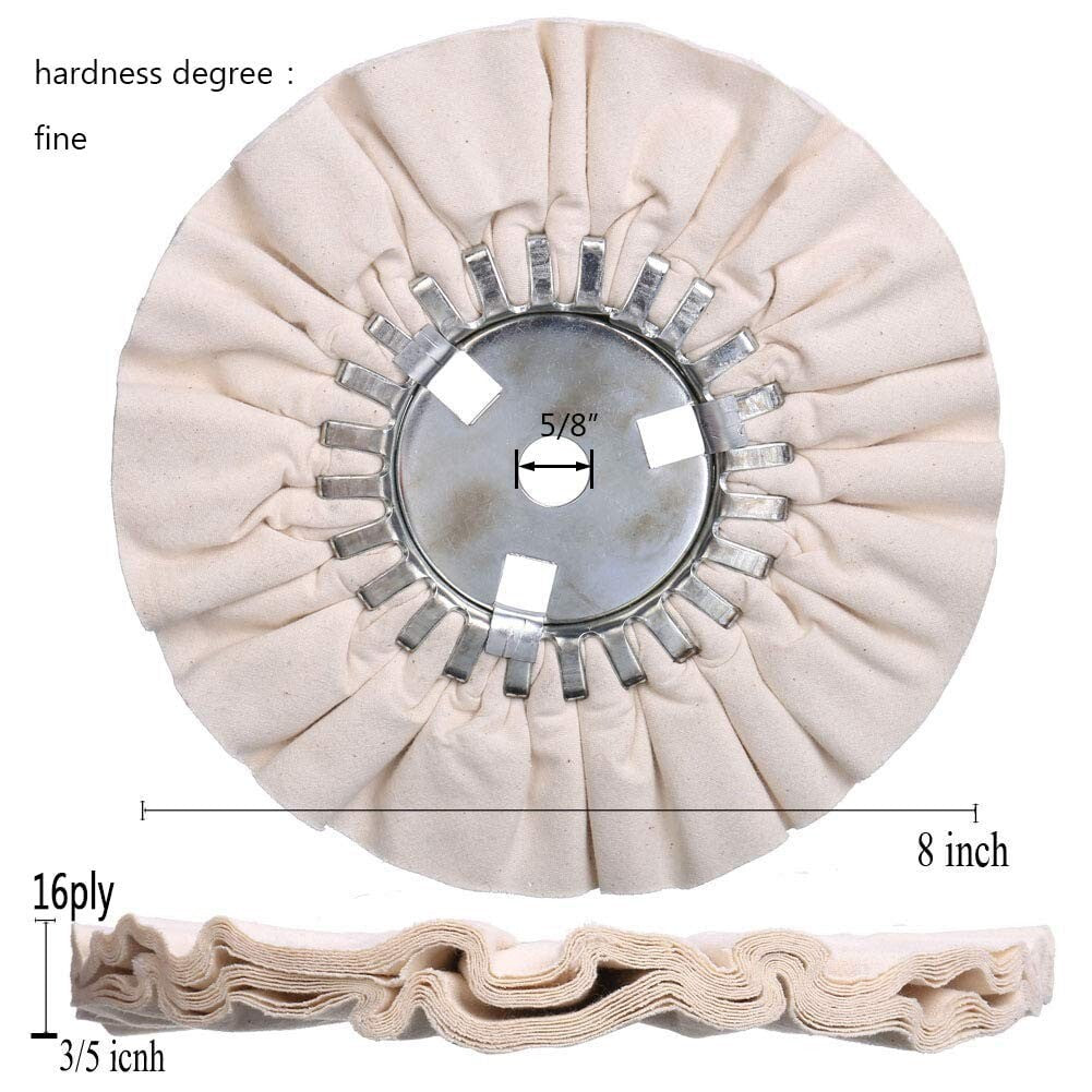 7-Piece Airway Buffing Wheel Kit for Angle Grinder - 8" Diameter Cloth Set