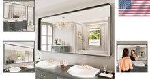 Load image into Gallery viewer, Versatile Horizontal or Vertical Black Metal Bathroom Mirror - Easy Install