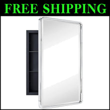 Load image into Gallery viewer, Modern Rectangular Medicine Cabinet with Beveled Mirror, 16x24'' Chrome Finish