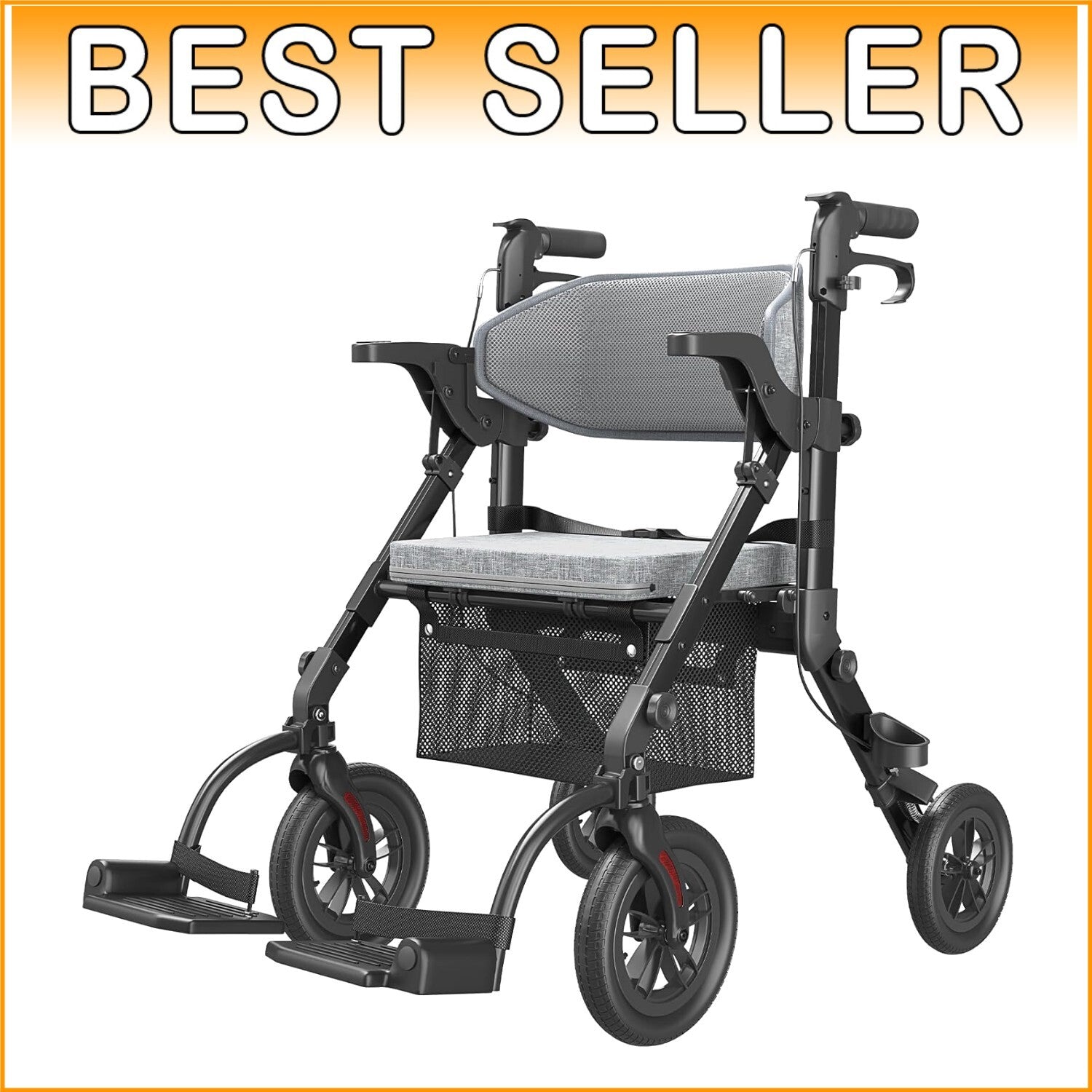 Folding 2-in-1 Walker Wheelchair for Seniors - Portable, Durable & All Terrain