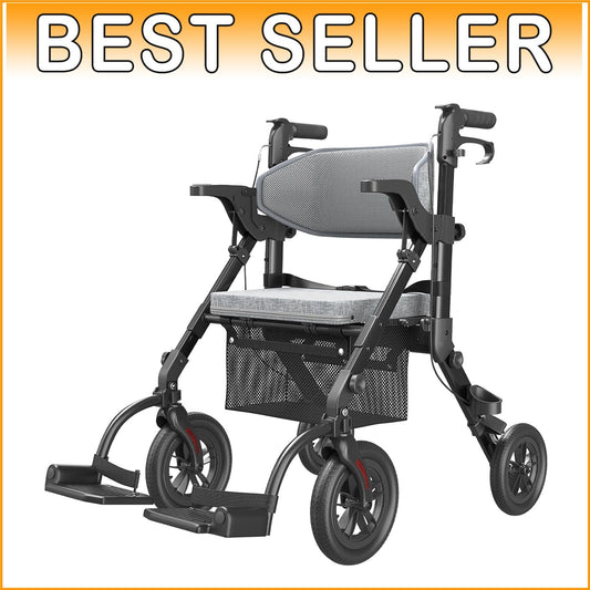 Folding 2-in-1 Walker Wheelchair for Seniors - Portable, Durable & All Terrain