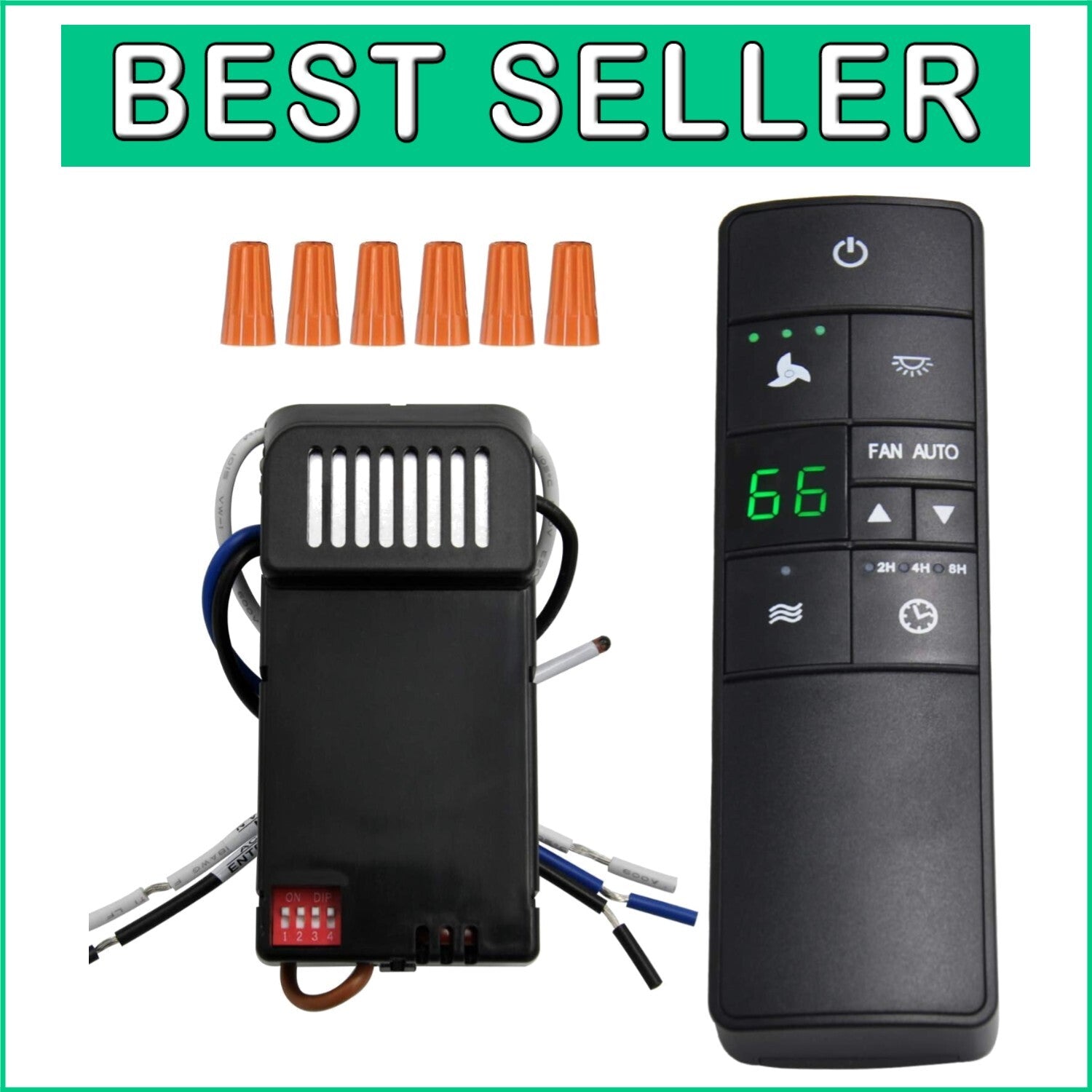 Ceiling Fan Remote Control with Timer & Light Dimmer - Works with Popular Brands