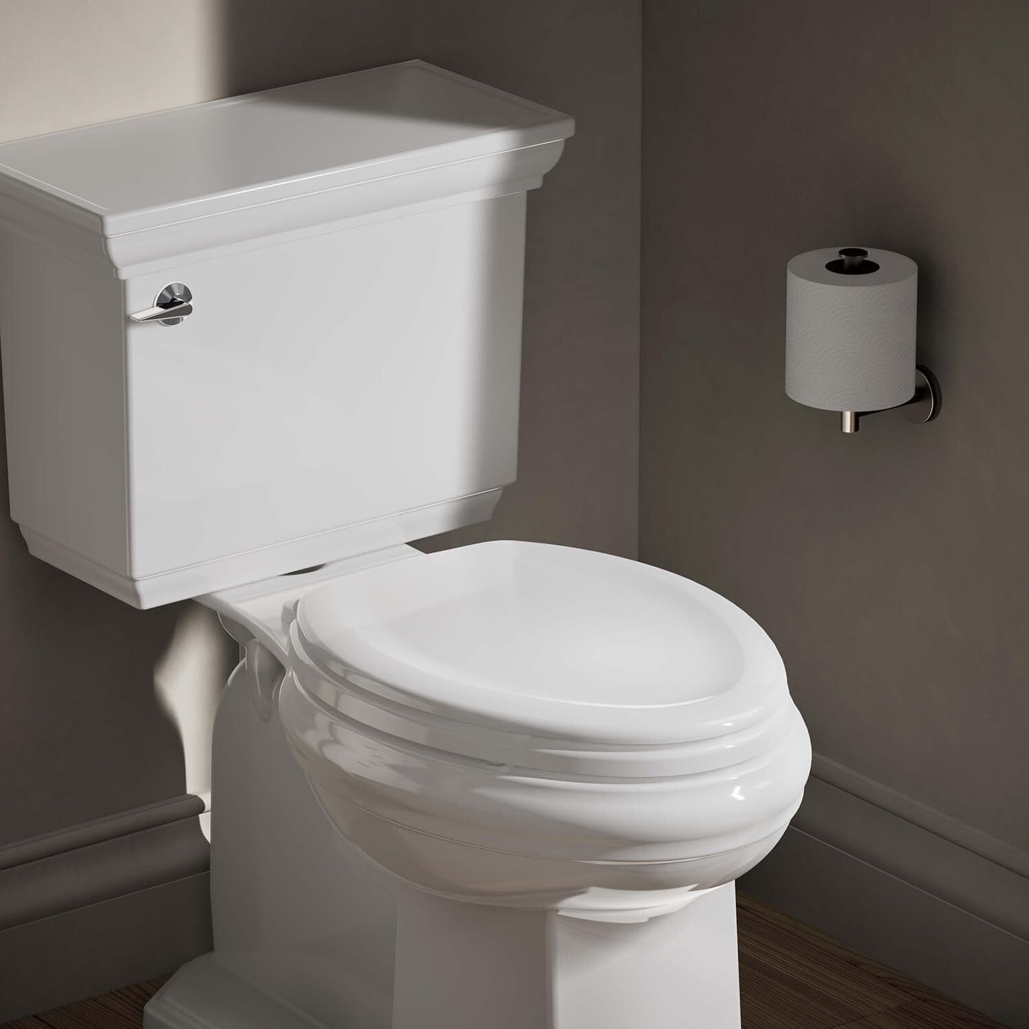 Durable White Elongated Toilet Seat with Quiet-Close Technology for Comfort