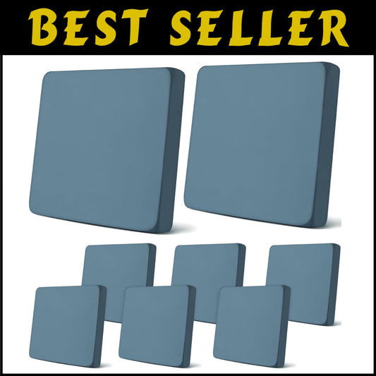 Durable Waterproof Sofa Cushion Covers Set - 8Pcs Gray Blue Comfort Protectors