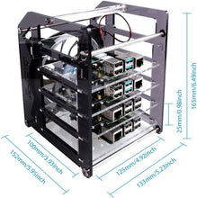 Load image into Gallery viewer, Compact 4-Layer Raspberry Pi Rack Case with RGB Fan - Versatile Compatibility