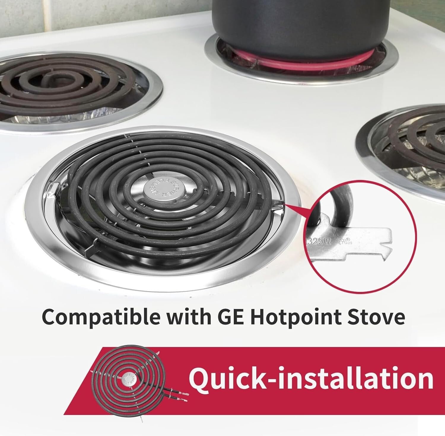 6" & 8" Drip Pan and Burner Element Set for GE & Hotpoint Stoves - Easy Care