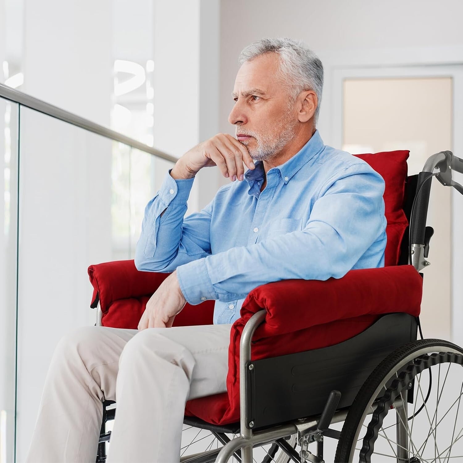 Soft Polyester Wheelchair Cushion for Indoor/Outdoor Use - Non-Slip Design