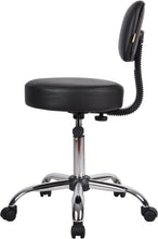 Load image into Gallery viewer, Ergonomic Black Vinyl Medical Spa Stool with Back Cushion &amp; Adjustable Height