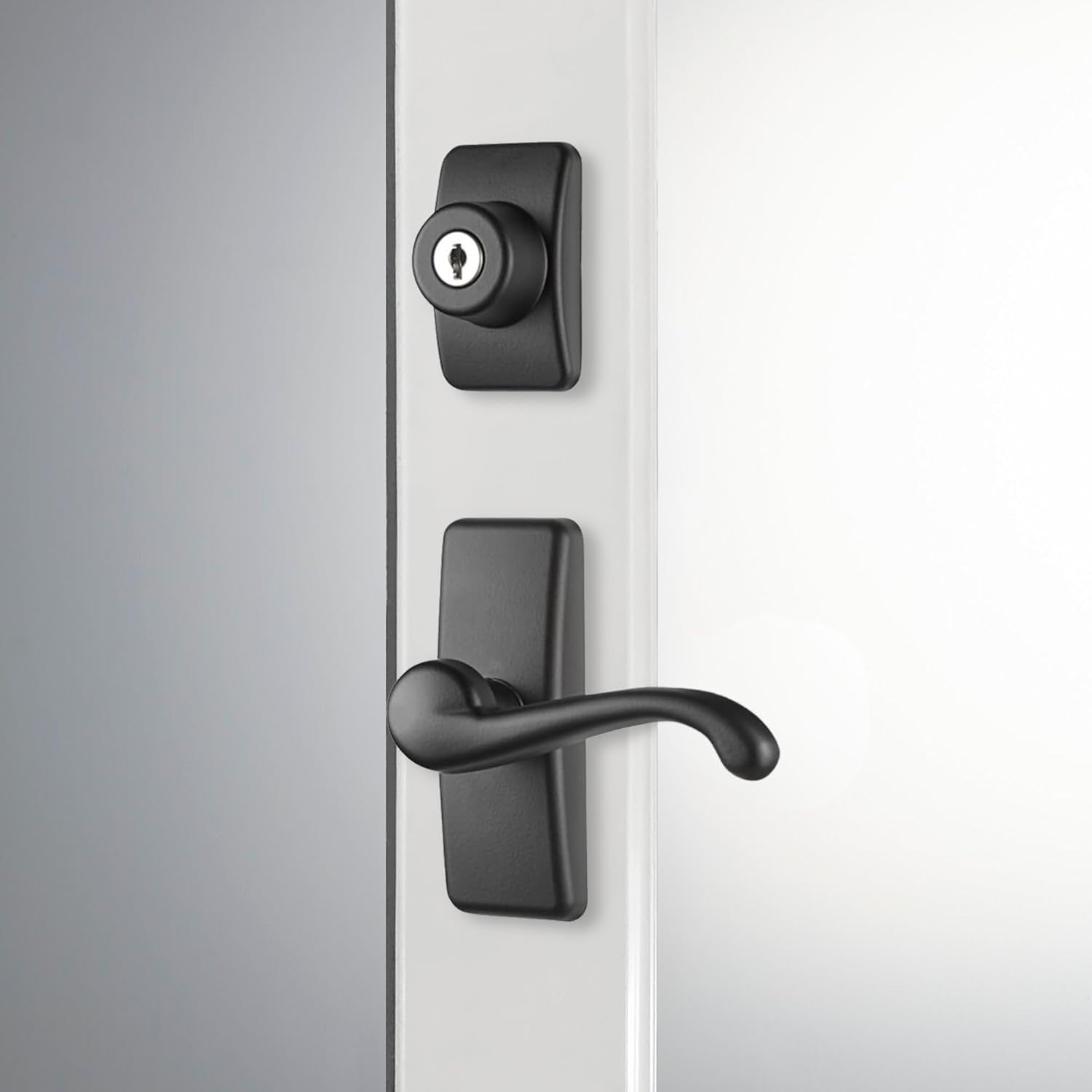 Durable Matte Black Door Lever Set with Keyed Deadbolt Lock - Easy Installation
