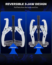 Load image into Gallery viewer, Professional 4-Piece 3-Jaw Bearing Puller Kit with Chrome Finish for Durability