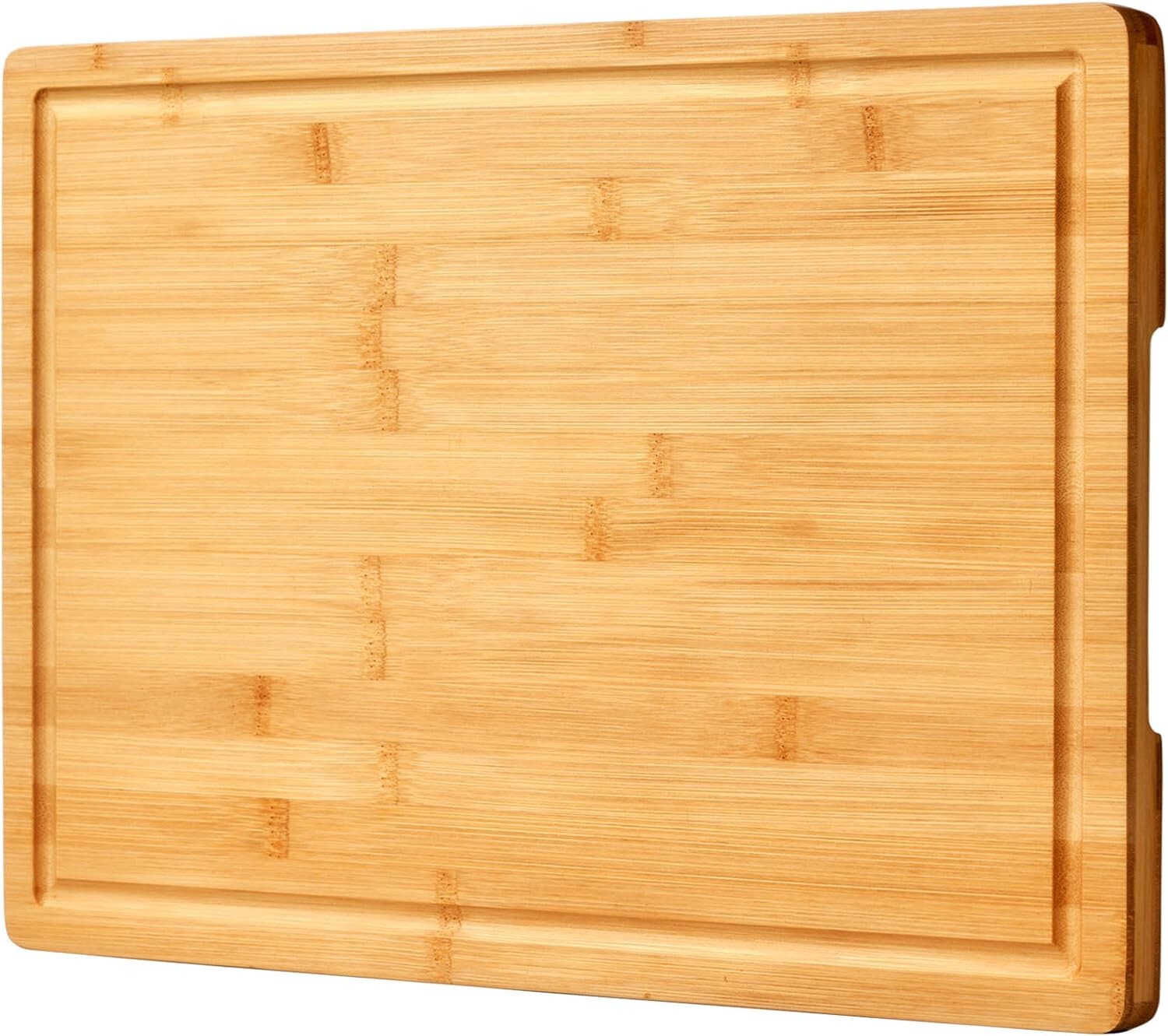 Durable 24x18" Bamboo Cutting Board with Handles & Juice Grooves for Easy Prep