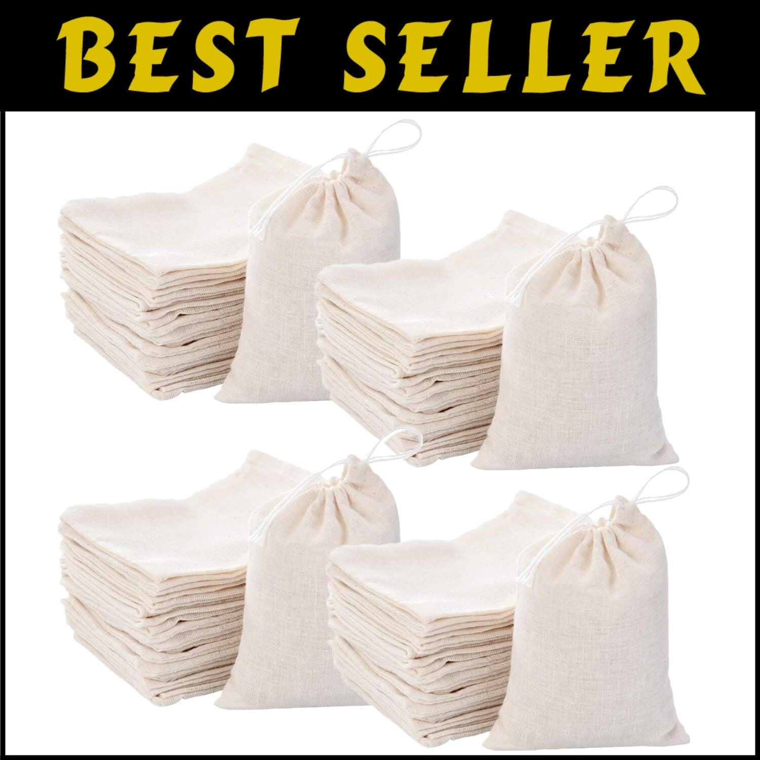 Reusable 3x4 Inch Cotton Drawstring Gift Bags - Pack of 400 for Weddings & More