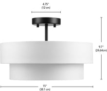 Load image into Gallery viewer, Modern Matte Black Flush Mount Light with White Linen Shade - Easy Installation