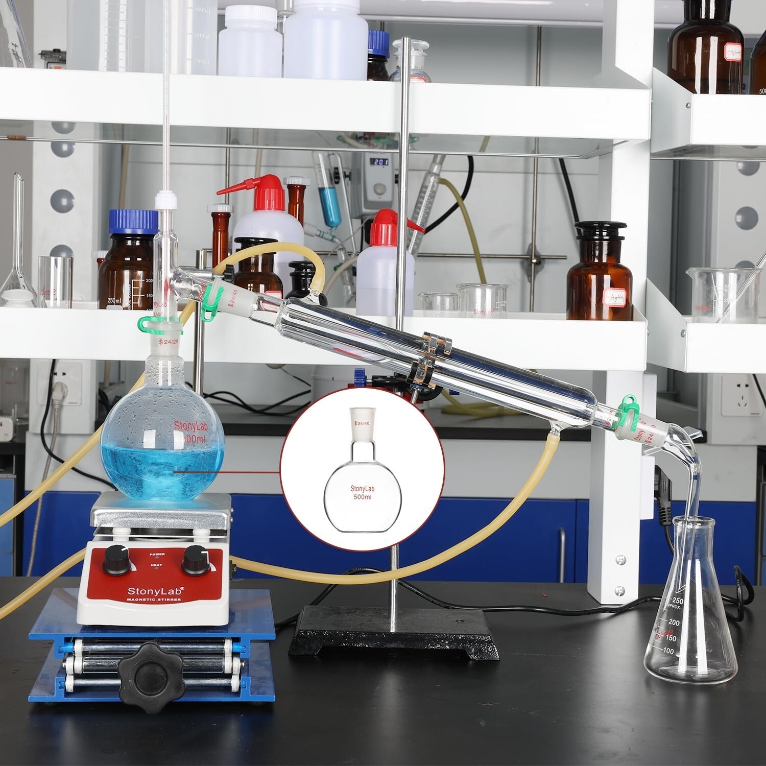 Premium 1000ml Flat Bottom Boiling Flask with Single Neck - Lab Essential