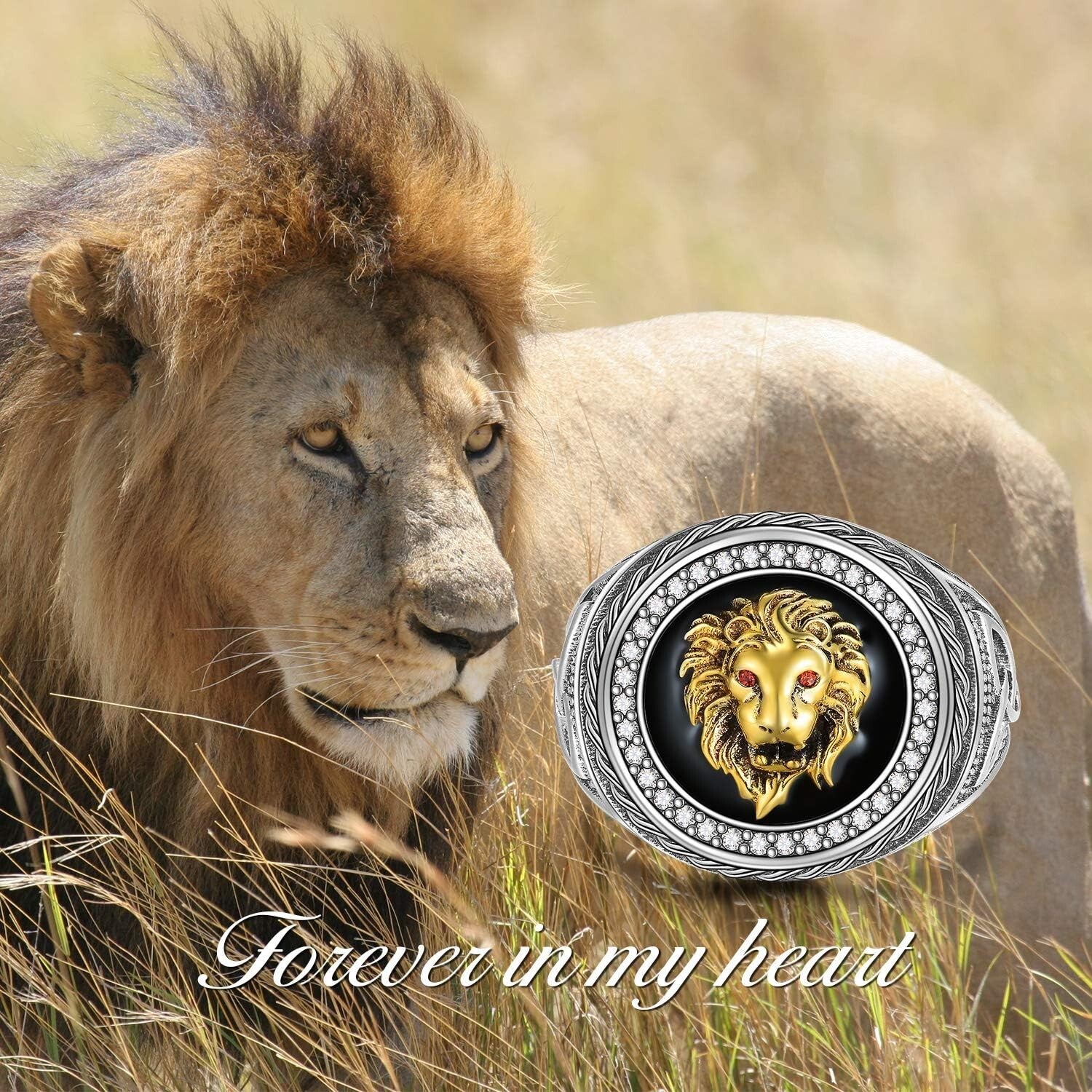 Exquisite Lion Head Ring in 925 Silver for Men - Graduation and Birthday Gift