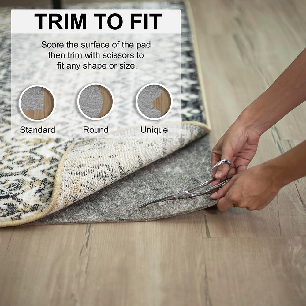 Customizable 2' x 6' Dual Surface Rug Pad with Non-Slip Grip & Comfort