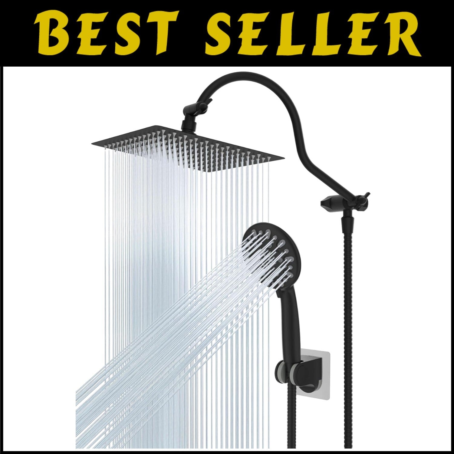 Adjustable 12'' Rainfall Shower Head with Handheld Boost & 7-Spray Settings