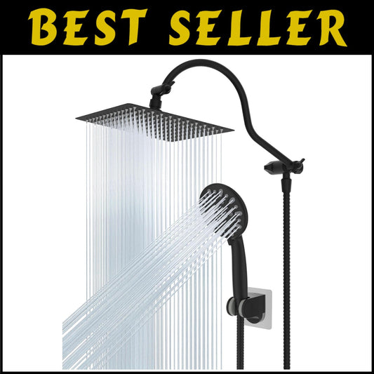 Adjustable 12'' Rainfall Shower Head with Handheld Boost & 7-Spray Settings