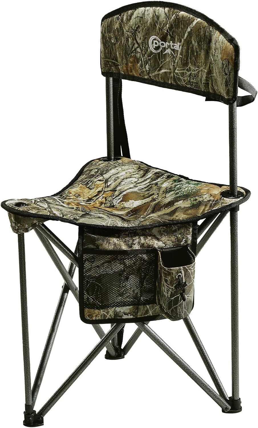 Lightweight Camo Tripod Stool with Backrest - Portable Camping Chair for 225 lbs