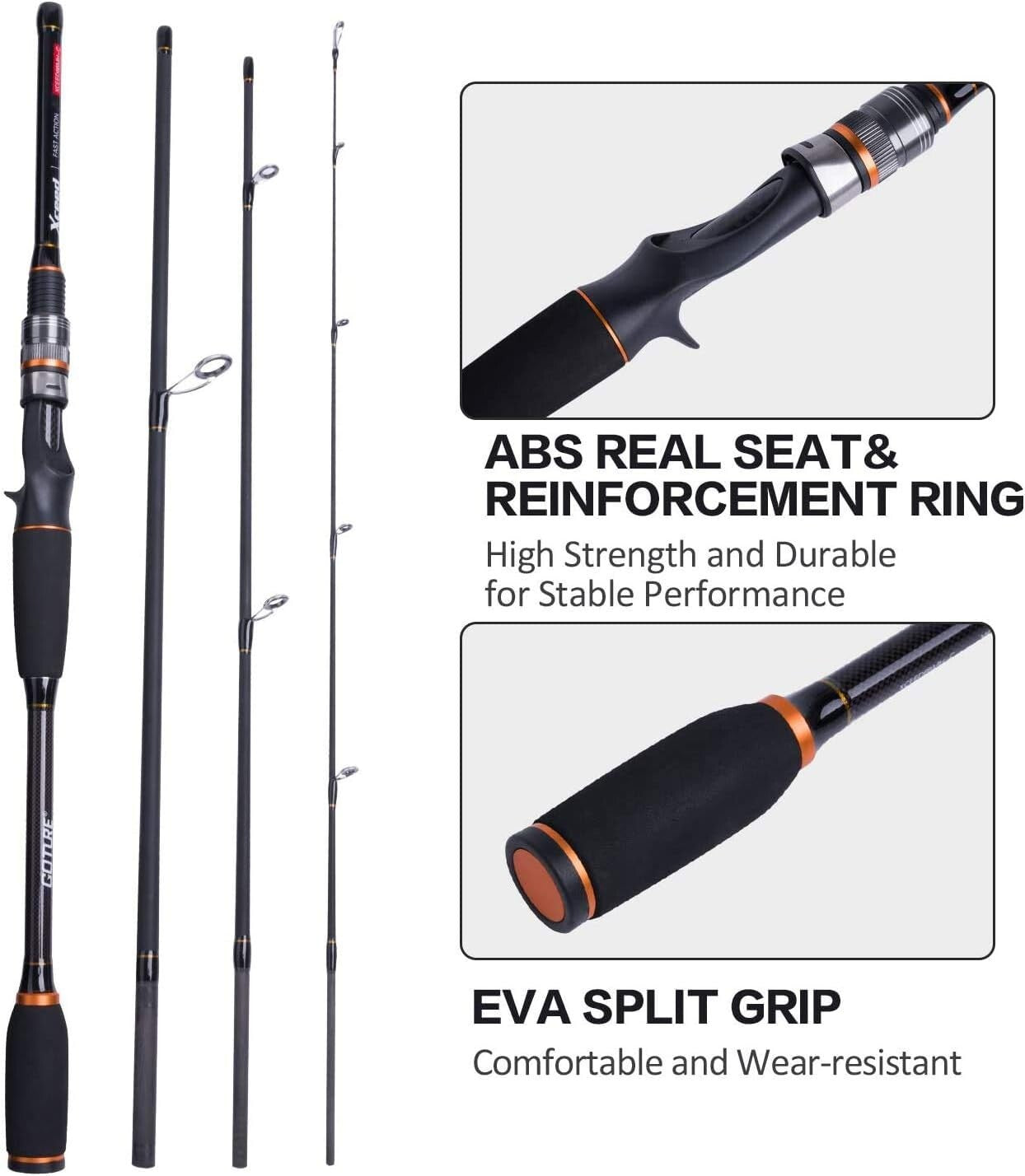 4-Piece Medium Heavy Fishing Rod with Comfortable Grip and Durable Case