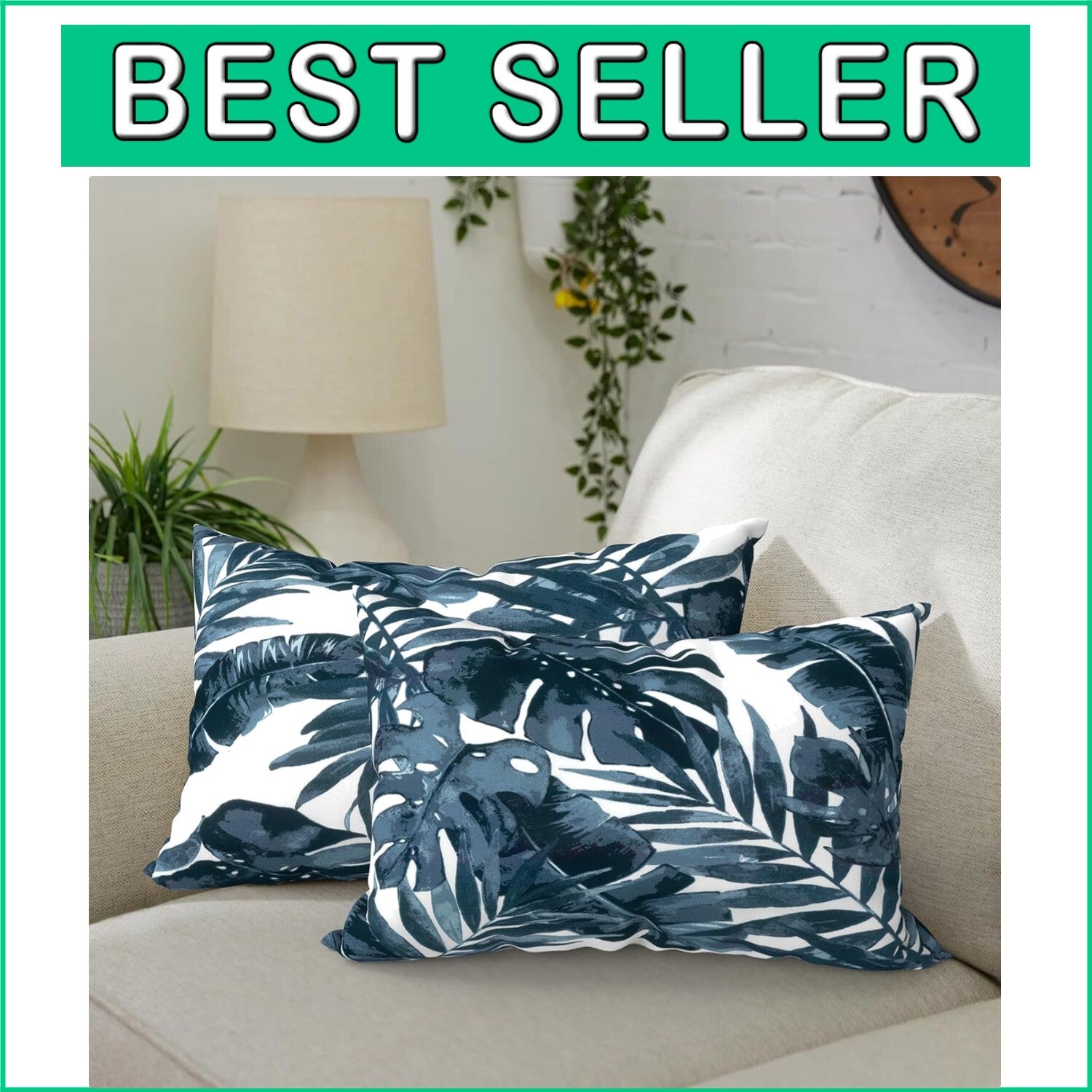 Elegant 12x20 in Waterproof Lumbar Pillows for Indoor and Outdoor Use - Set of 2