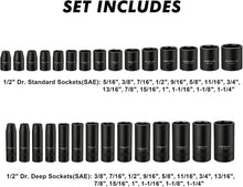 Load image into Gallery viewer, Versatile Impact Socket Set: 70 Pieces with Ratchet &amp; Adapters - 1/2-Inch Drive