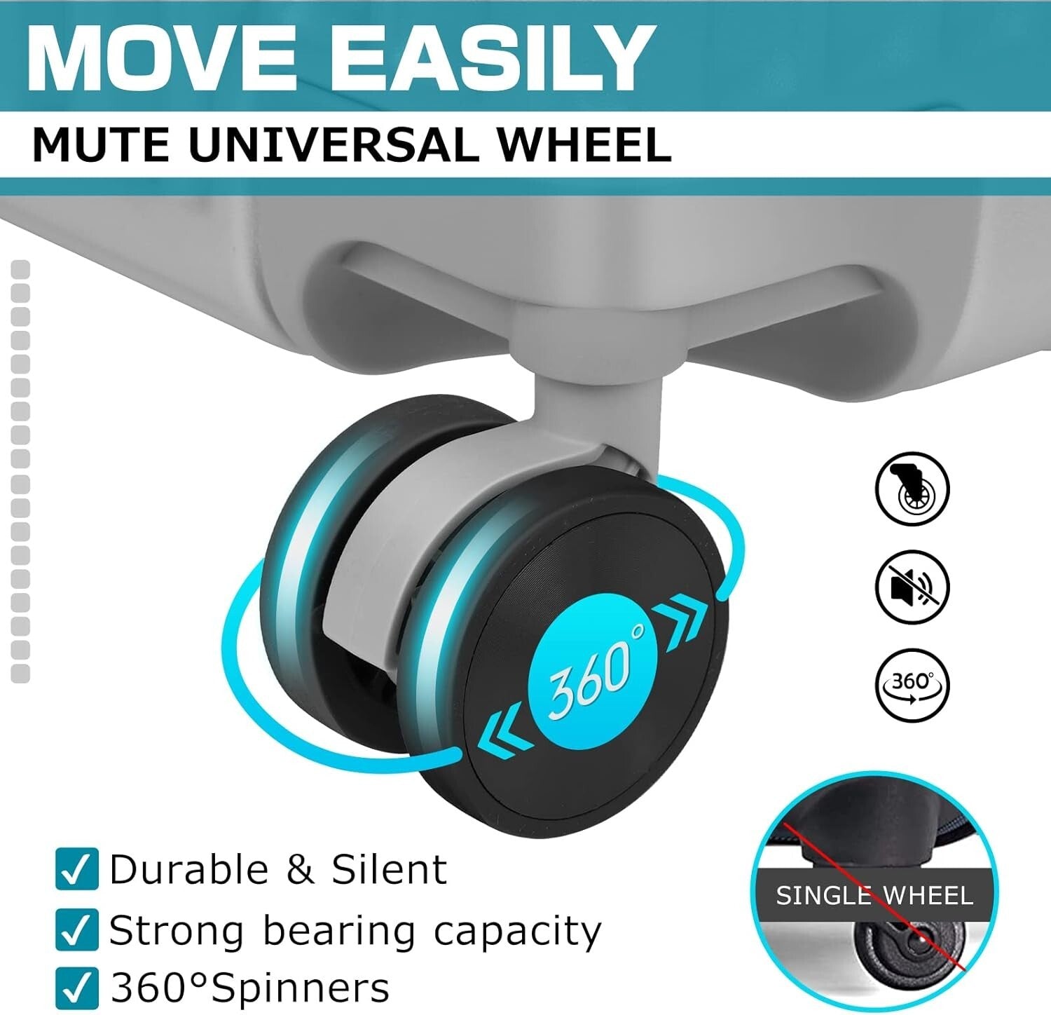 Fashionable Silver 24-In Aluminium Frame Suitcase with TSA Lock & Spinner Wheels