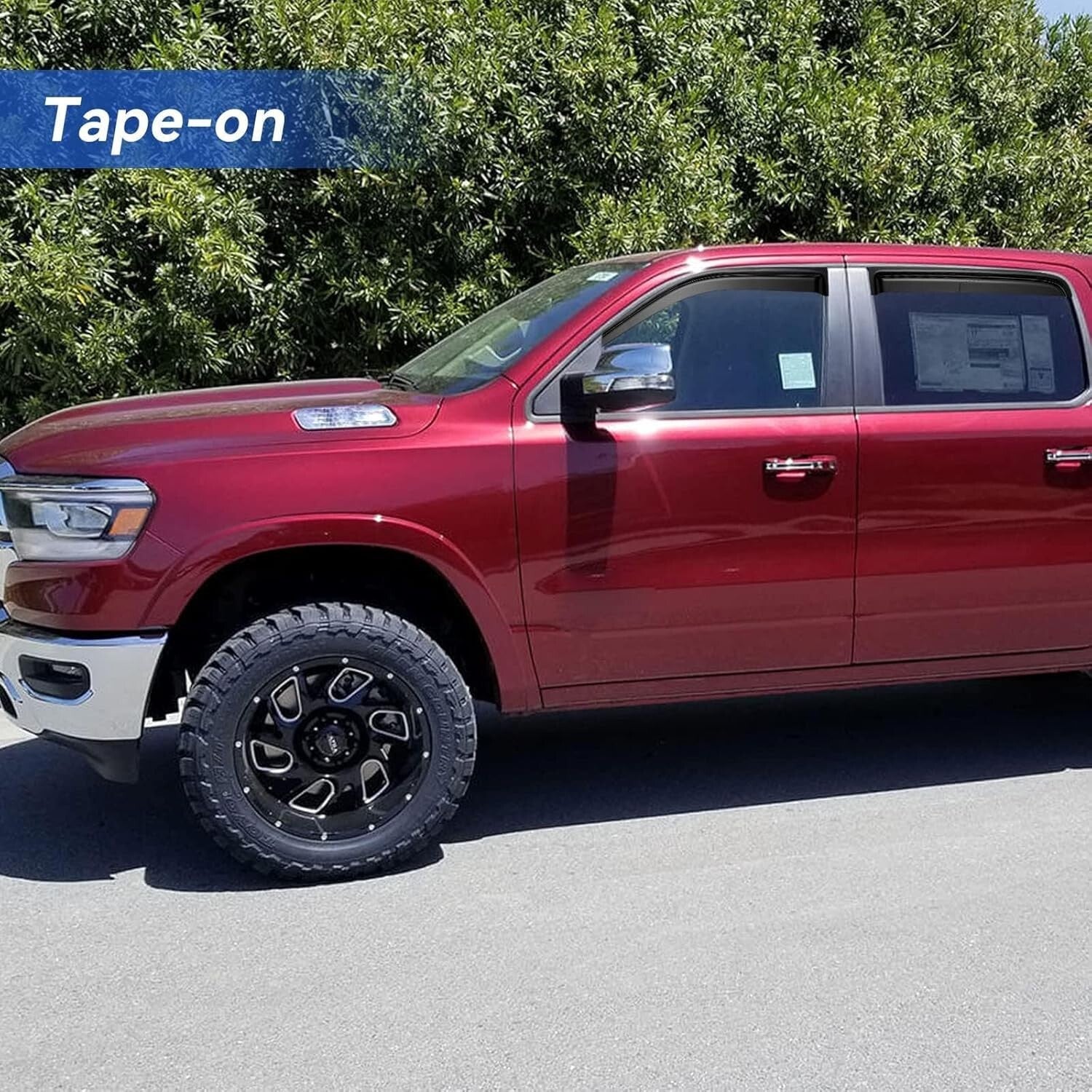 Easy Stick-On Window Rain Guards for 2009-2018 Dodge Ram 1500 Crew Cab