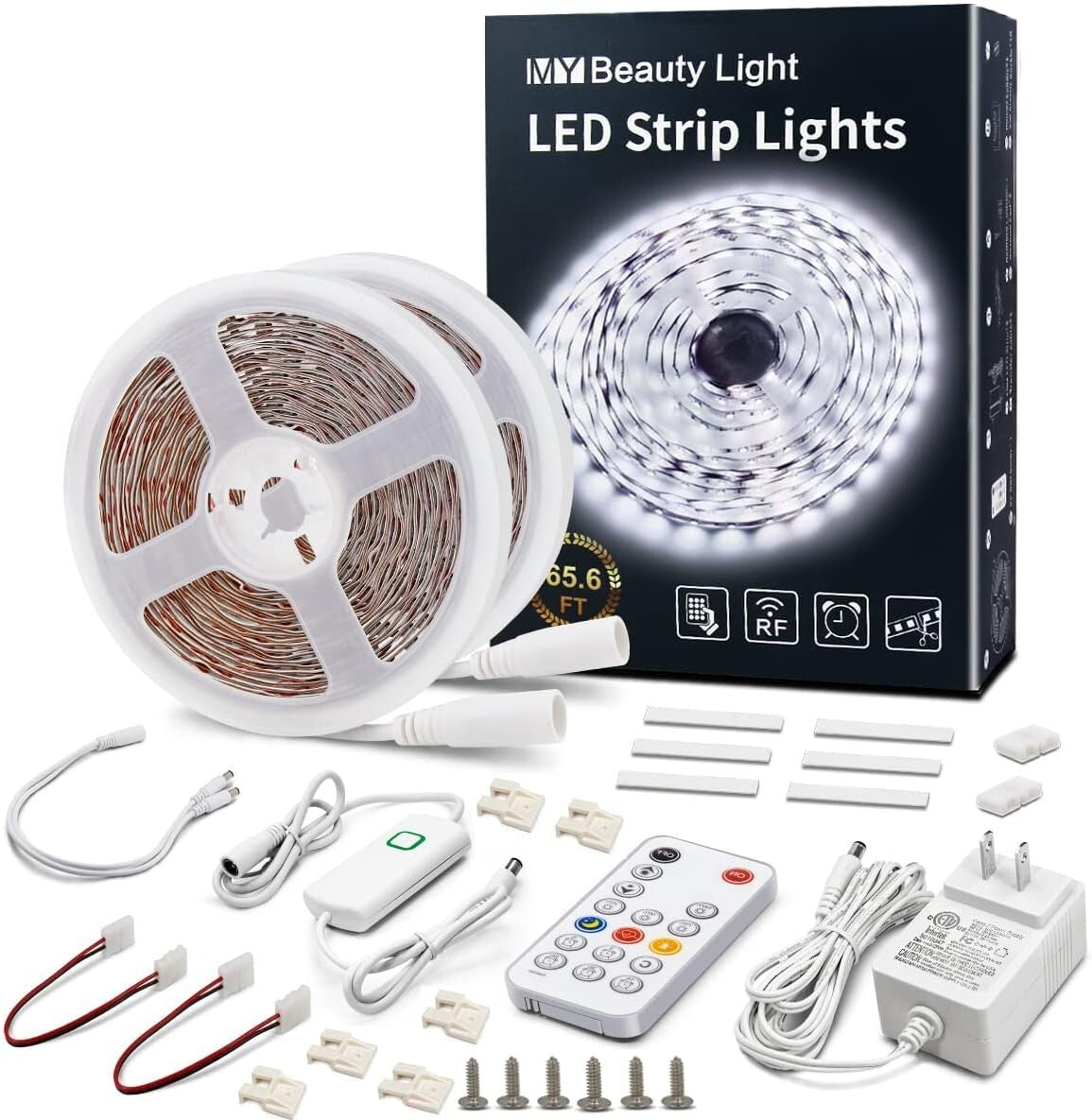 Elegant Dimmable LED Strip Lights 65.6ft with Remote - Perfect for Interiors