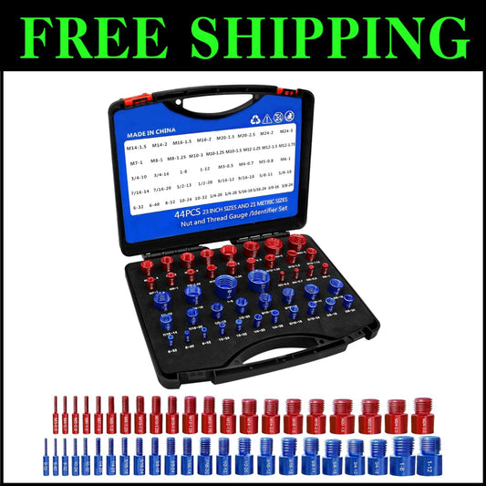 Efficient 44-Pc Nut & Bolt Gauge Set - Aluminum Thread Gauge for All Sizes