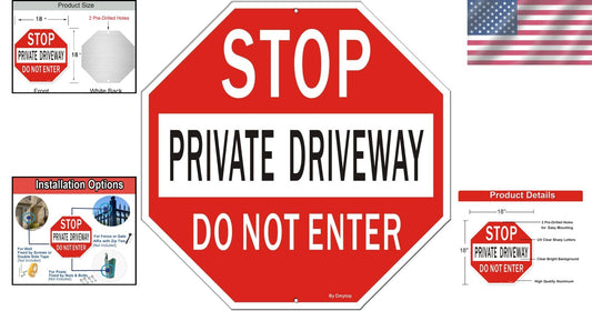 Large 18" Private Driveway Do Not Enter Sign - Durable & Weather Resistant