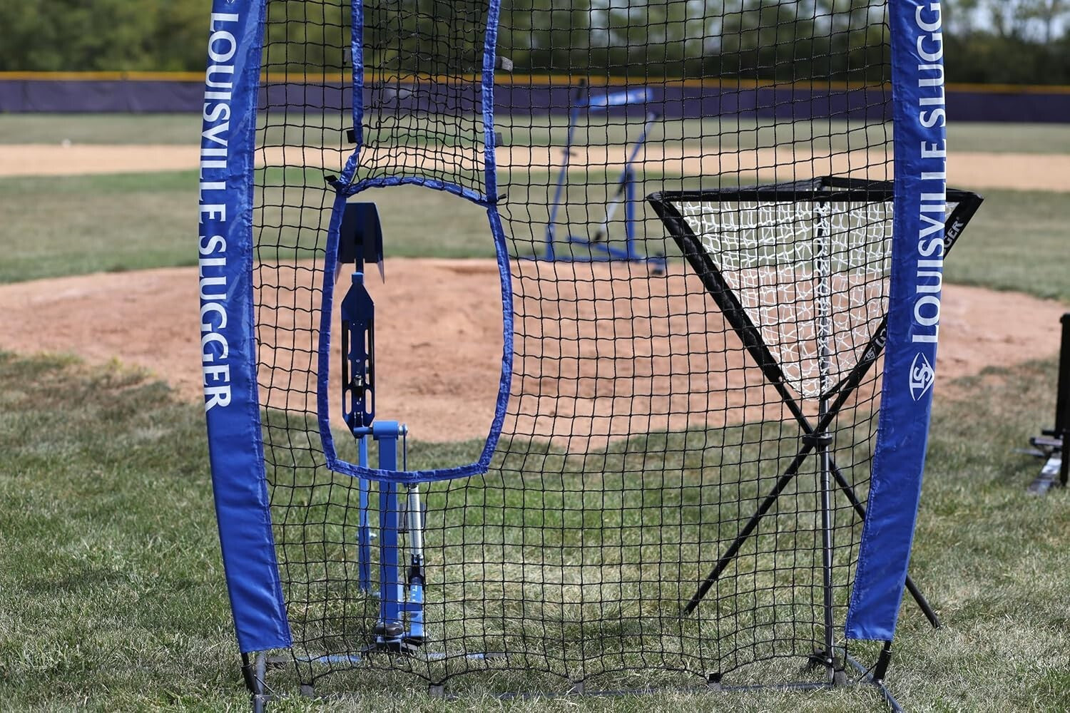 Blue Flame Pitching Machine - Adjustable Speed for Baseball and Softball Drills