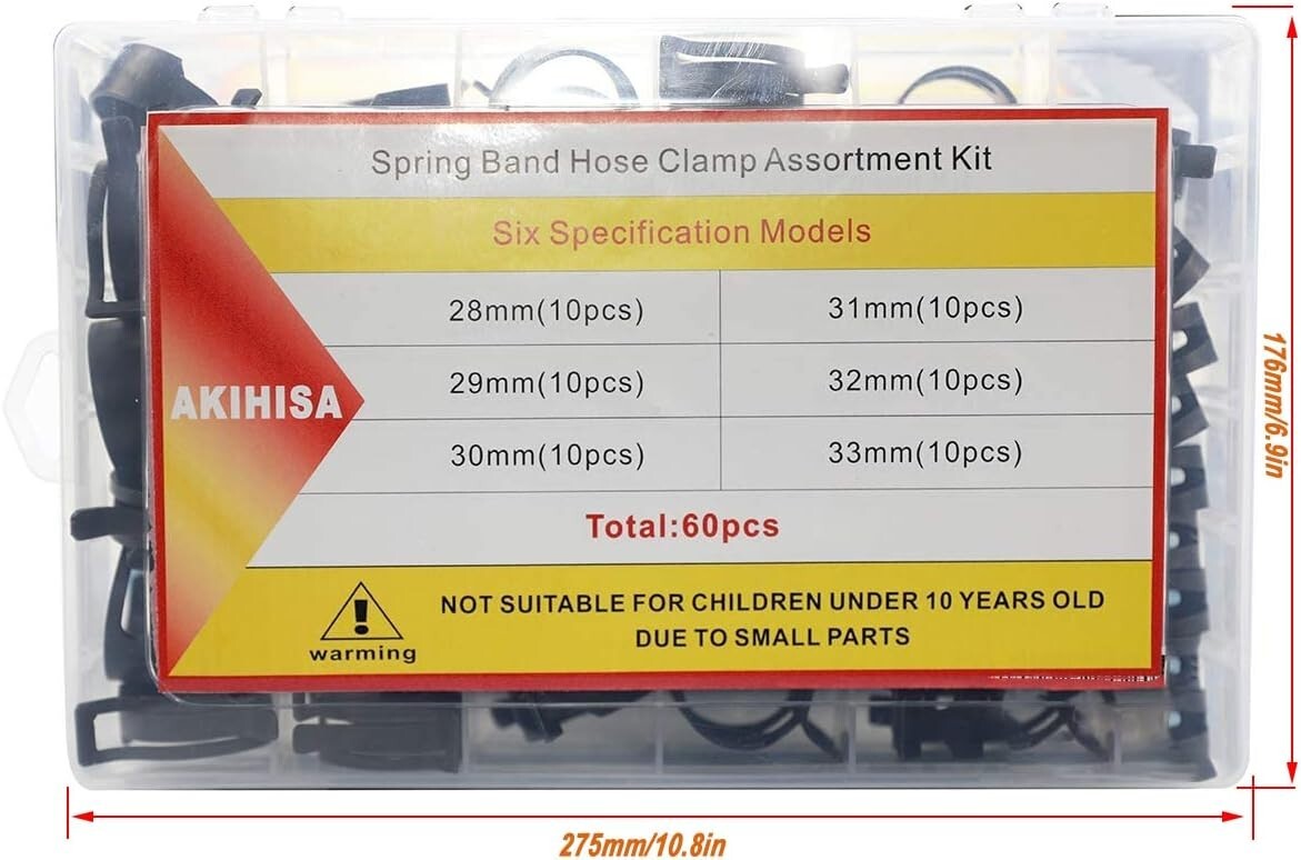 60-Pack Spring Steel Hose Clamps for Reliable Leak-Proof Connections (28-33mm)