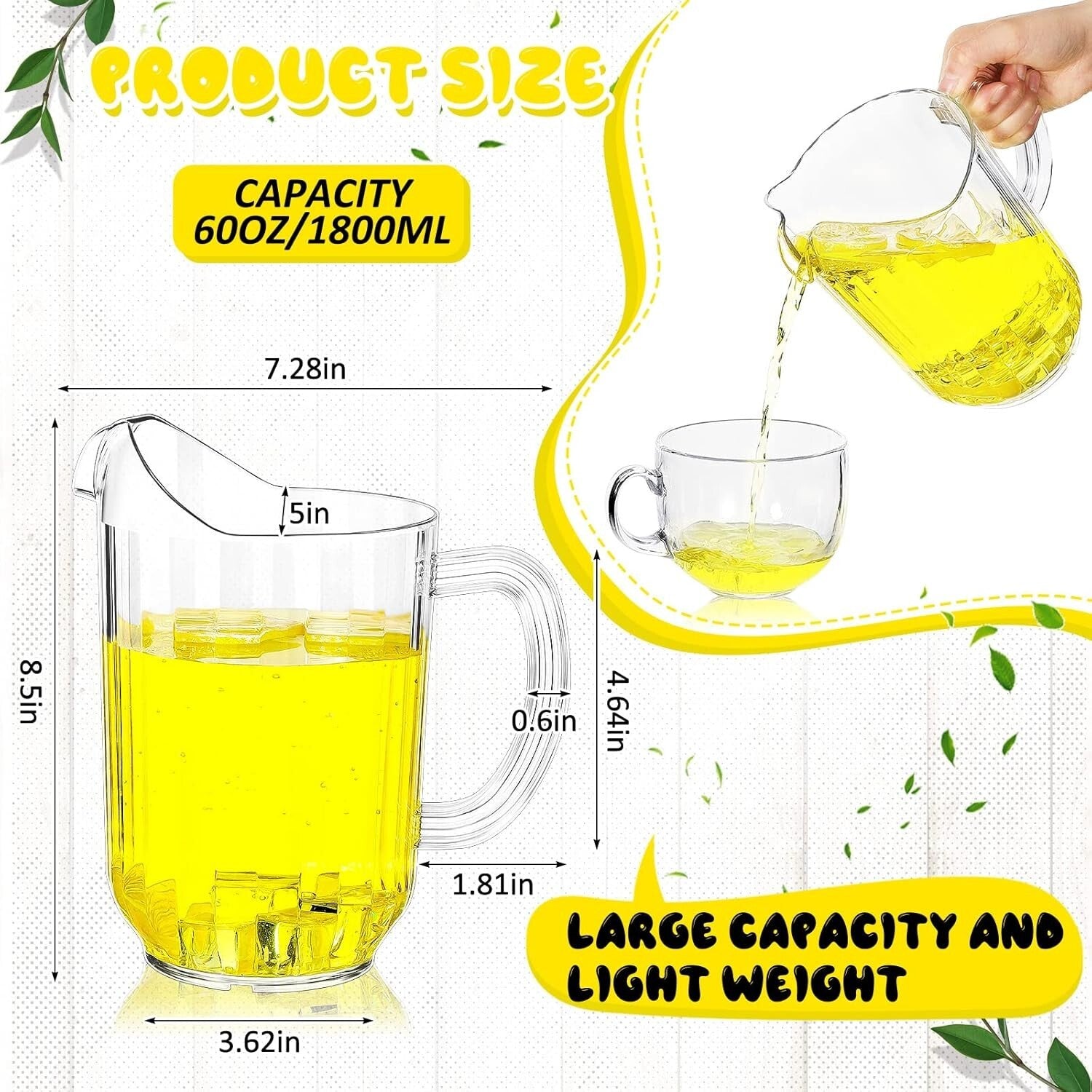 Lightweight Half-Gallon Clear Beverage Jugs - 12 Pack Perfect for Entertaining