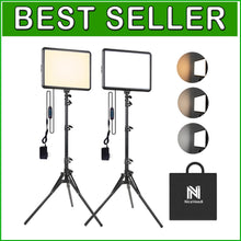 Load image into Gallery viewer, 2900-7000K Adjustable Studio Lighting Kit with 61" Tripods - Perfect for Vlogs