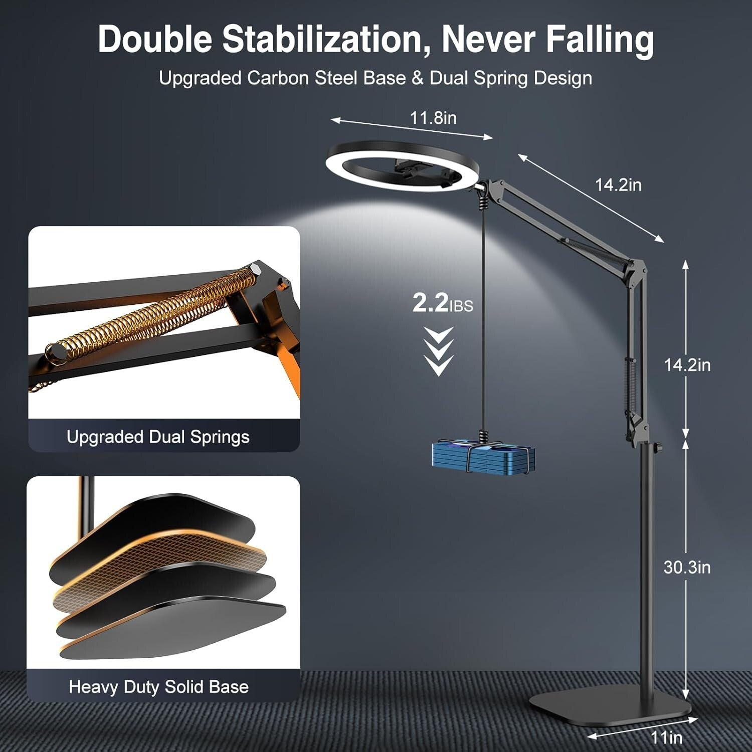 Versatile 10” Ring Light with Overhead Mount - Ideal for Photo & Video Recording