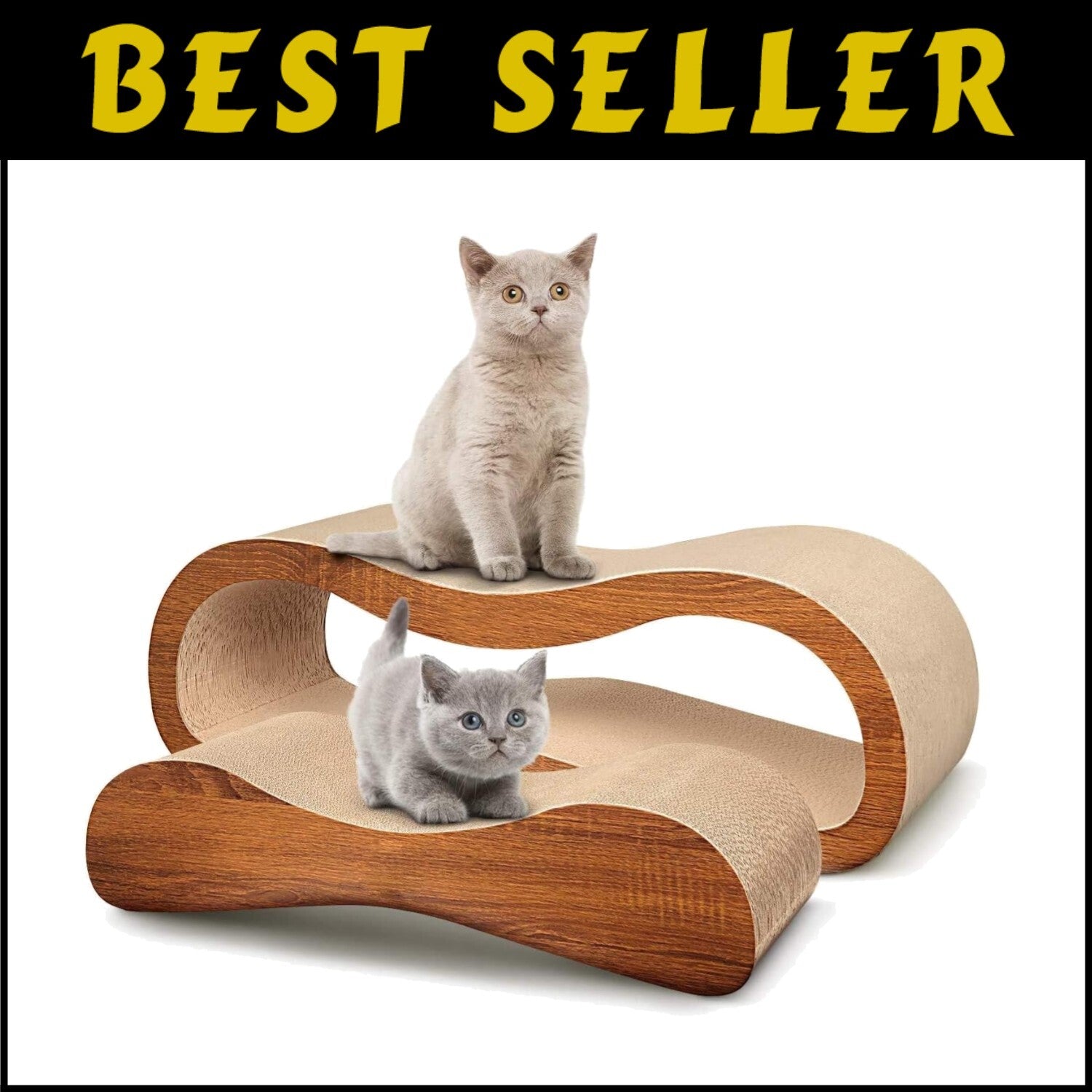 2 in 1 Cat Scratcher Lounge Bed - Durable & Eco-Friendly Cardboard Comfort
