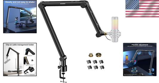 360-Degree Rotatable Mic Suspension Arm for Podcasters - Space Saving Design