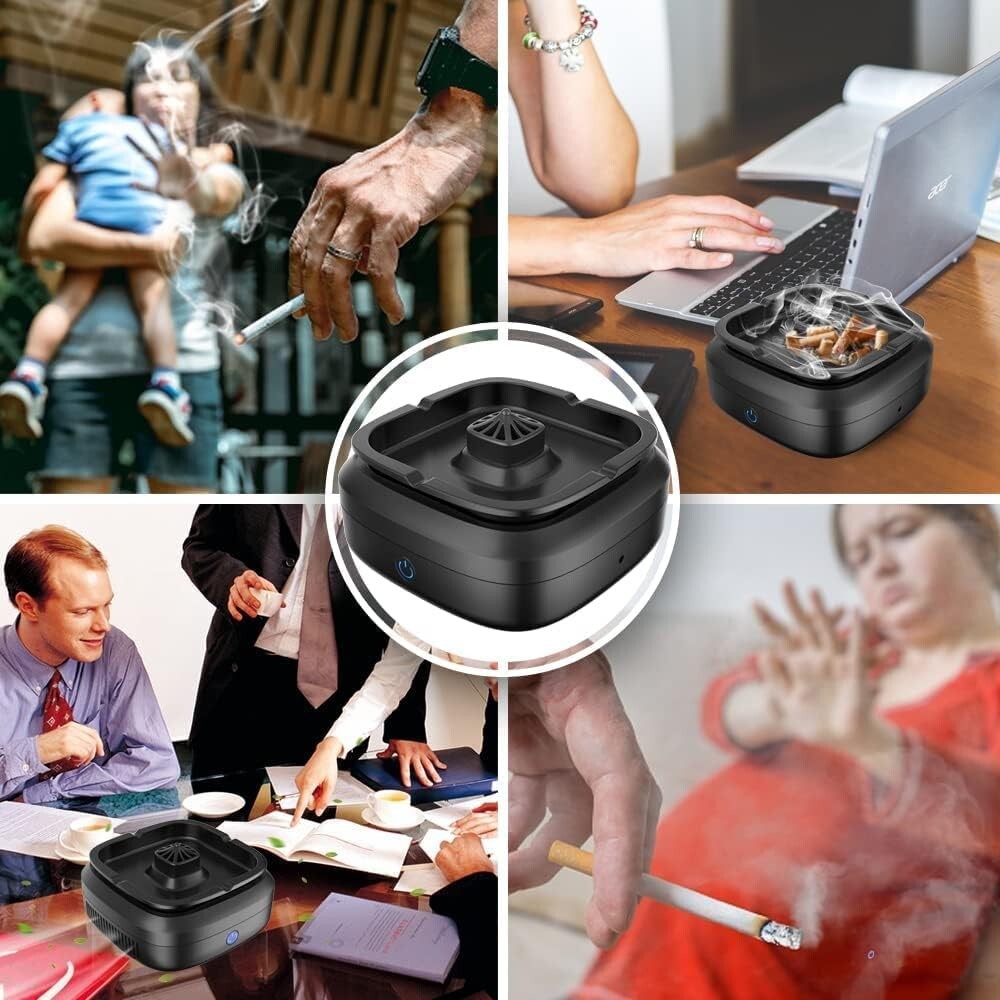 Multifunctional Smokeless Ashtray with USB Charging for Home, Office, or Car