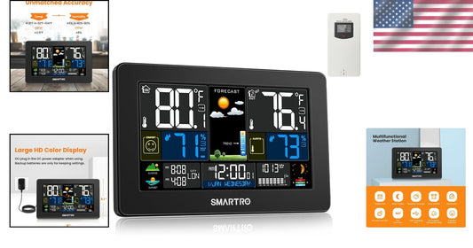 High Precision Indoor Outdoor Weather Station with Multiple Sensors for Home Use