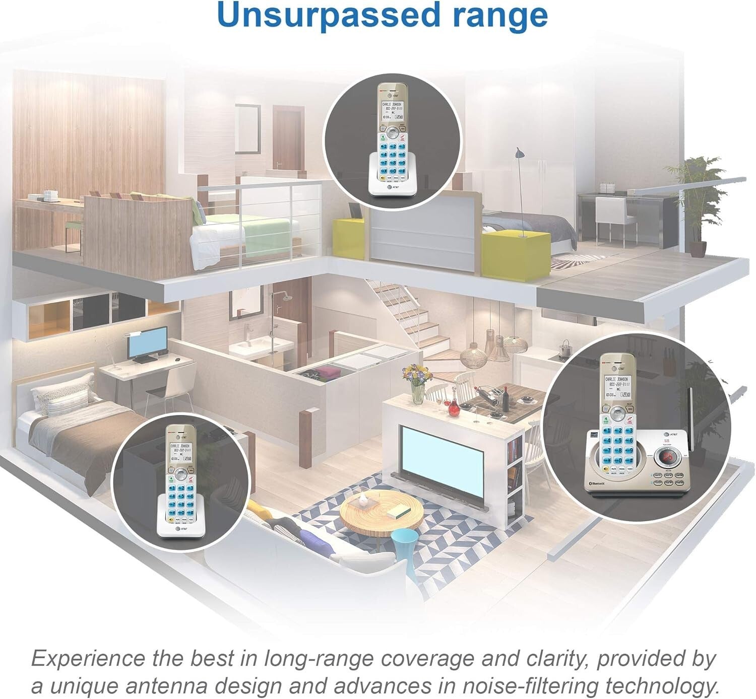 Expanded Bluetooth Cordless Phone System with Big Buttons & Digital Answering