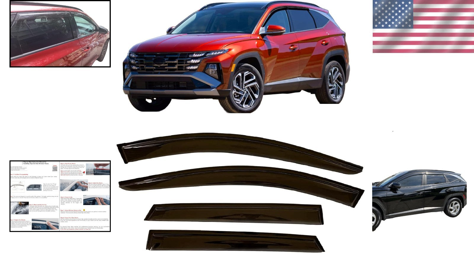 Durable Tinted Vent Shade for Hyundai Tucson 2022-2025 - Reduce Glare & Rain