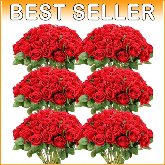 50 Pcs Realistic Red Artificial Silk Roses for Stunning Wedding Decor