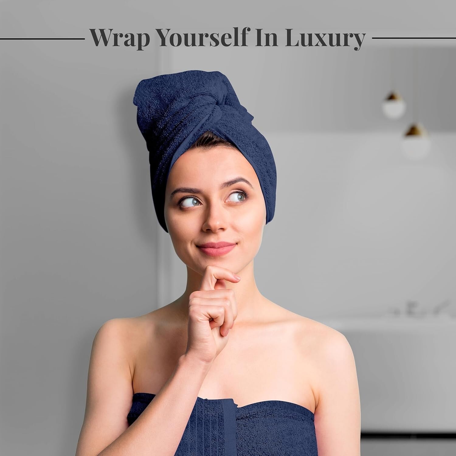 Set of 4 Quick Dry Extra Large Bath Towels - Lightweight, Soft, Navy Color