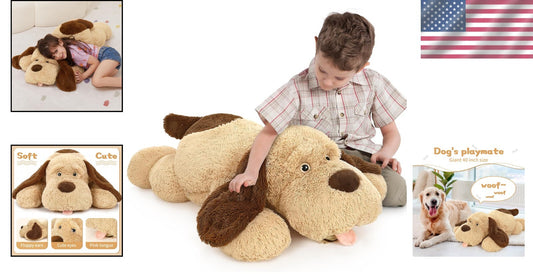 Oversized 40-Inch Brown Dog Plush Toy – Ultimate Comfort for Kids' Rooms