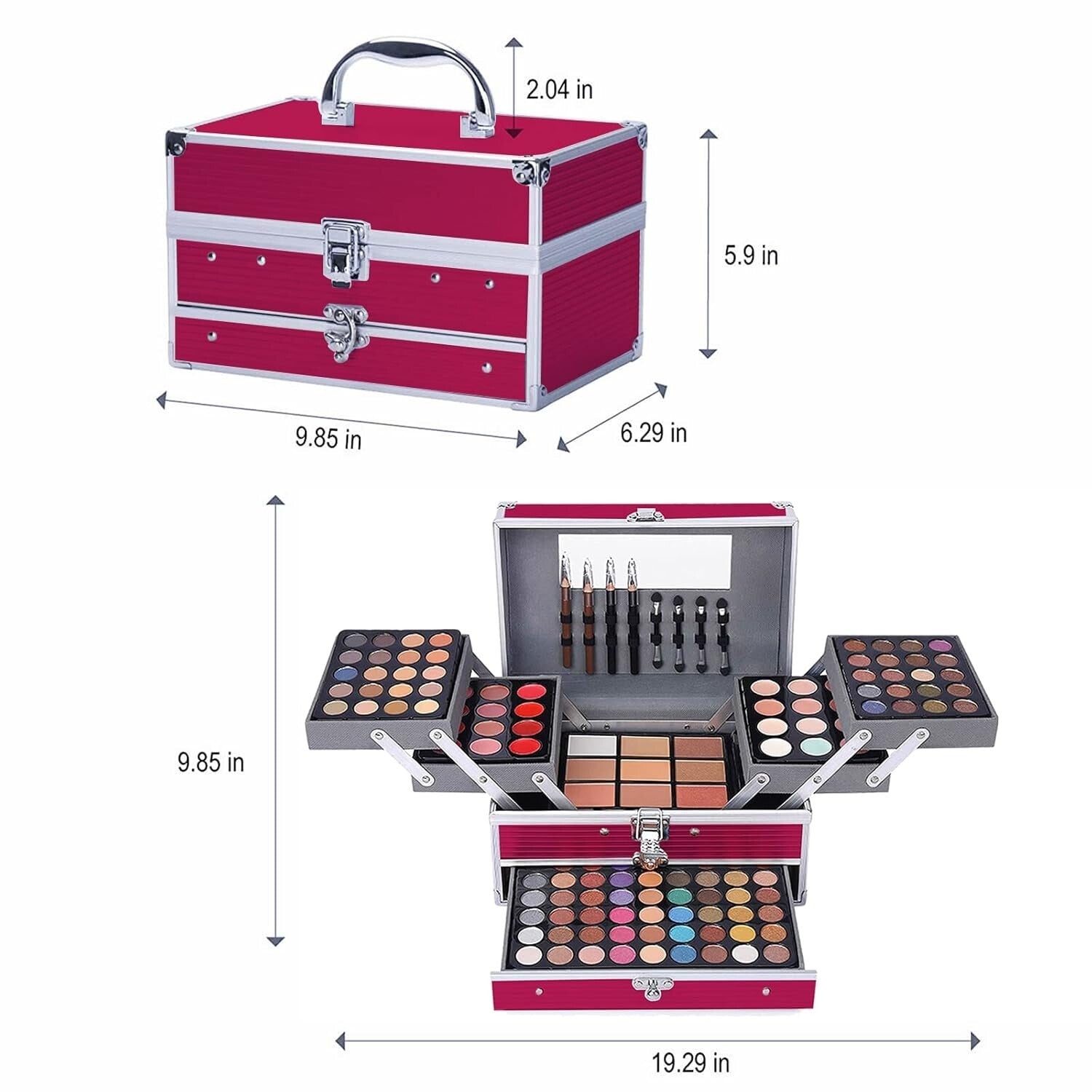 Versatile 132 Color Makeup Collection in Multi-Layer Case - Ideal for Teens