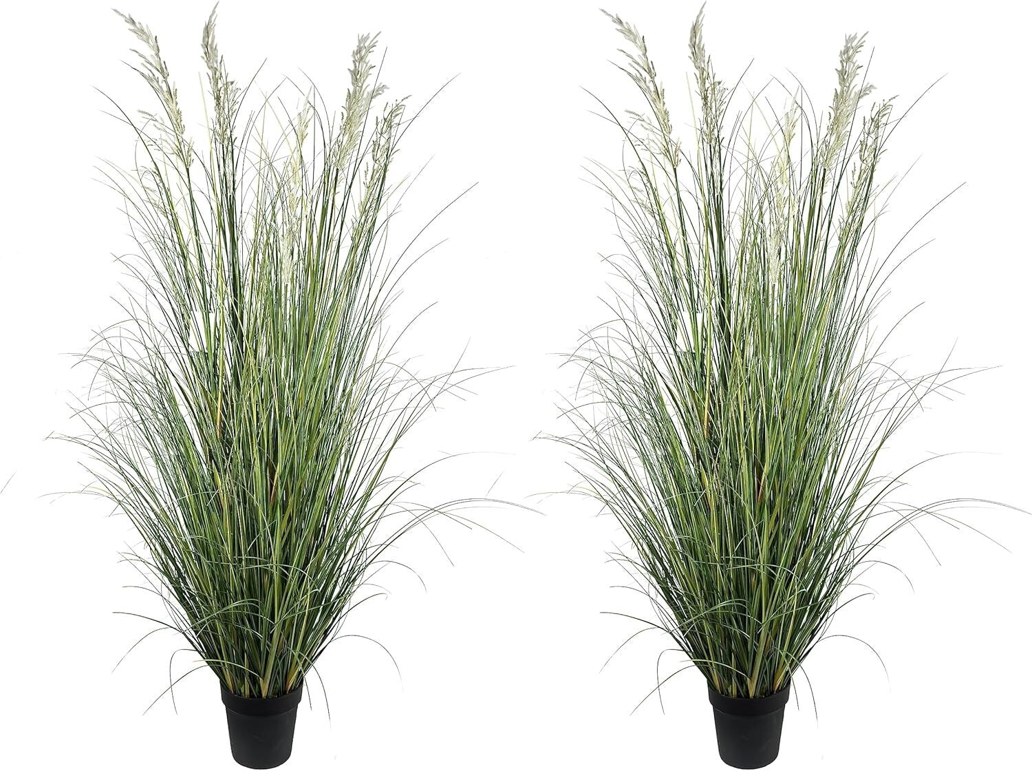 Tall Artificial Grass Plant 71in (Set of 2) in Durable Black Pots for Indoors