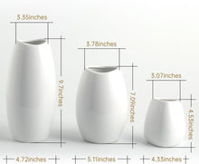 Load image into Gallery viewer, Set of 3 White Ceramic Vases: Elegant Decorative Vases for Modern Homes