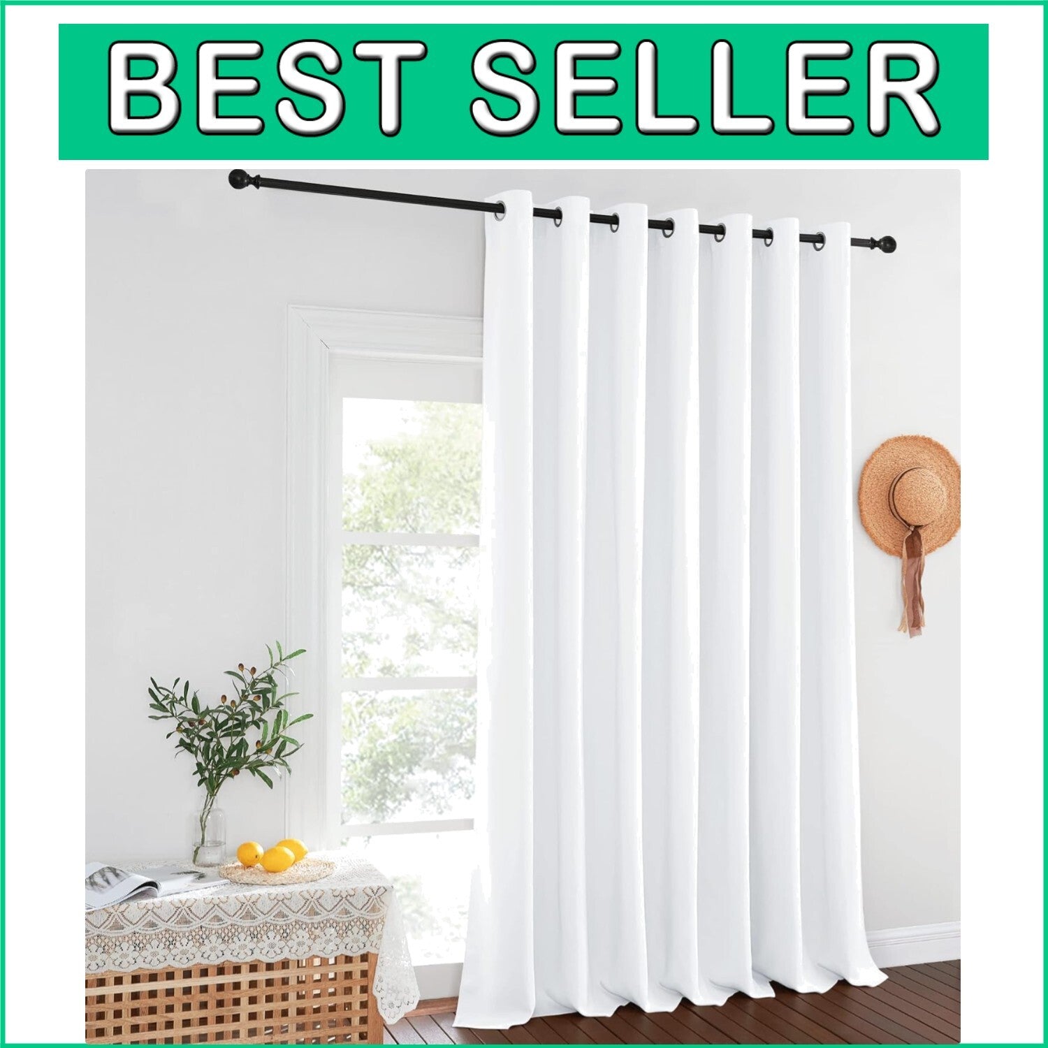 Elegant Extra Wide Blackout Curtain - Thermal Insulated Grommet Panel, 100"W ...