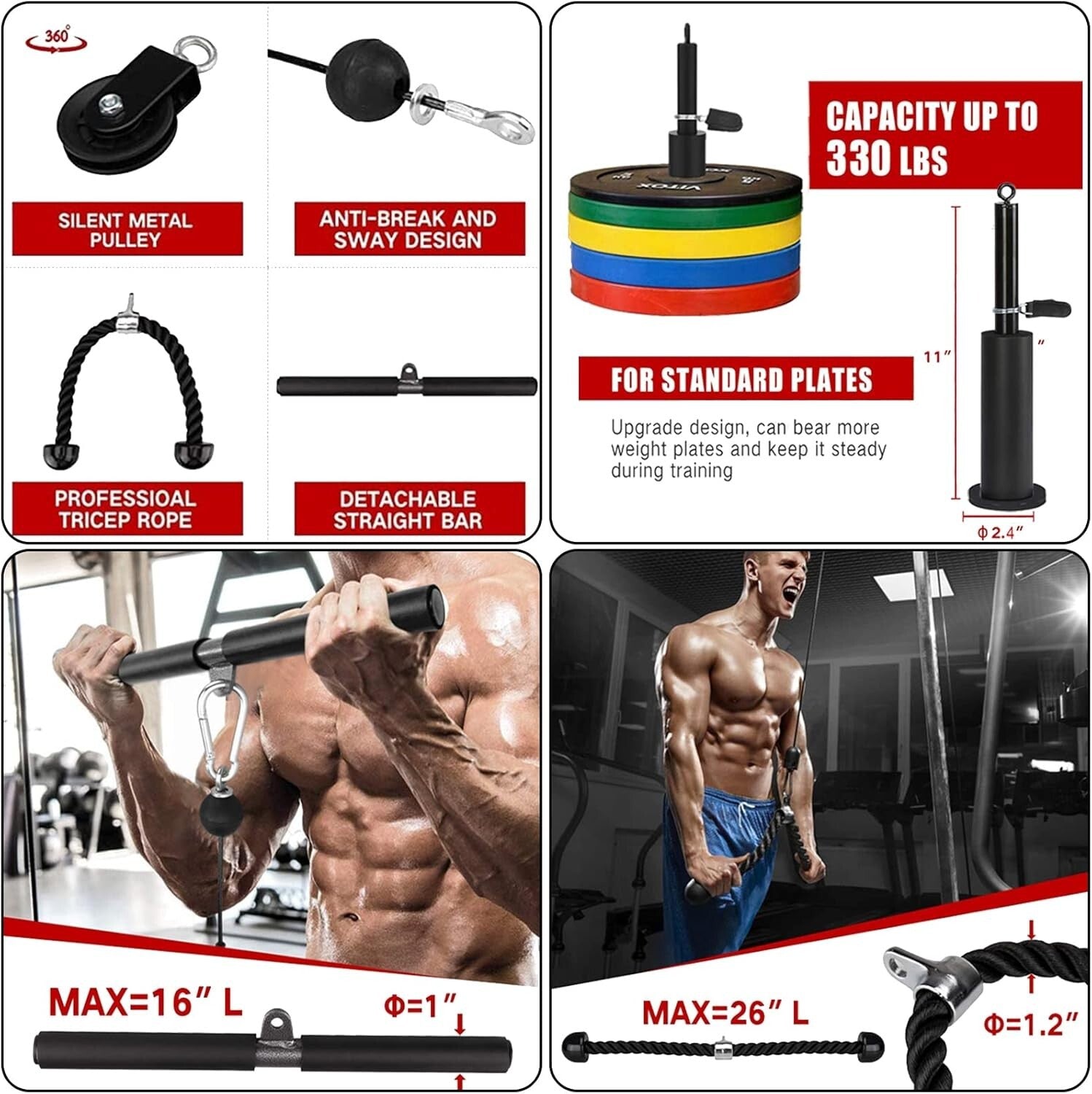 Versatile LAT Pulley System for Home Gym - Compact Strength Training Equipment